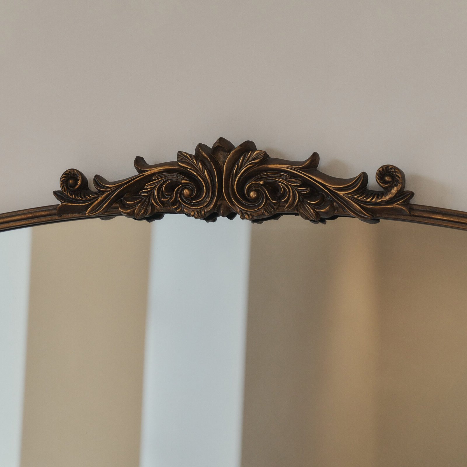 Amelia - Gold Arched Metal Overmantle Mirror 100cm x 87cm - Image 3