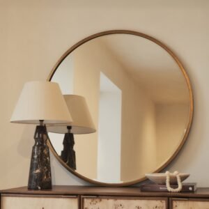 Higgins - Gold Metal Modern Round Wall Mirror 100cm x 100cm