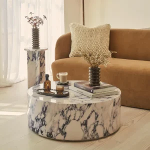 Atella Arabescato Round Premium Solid Marble Coffee Table