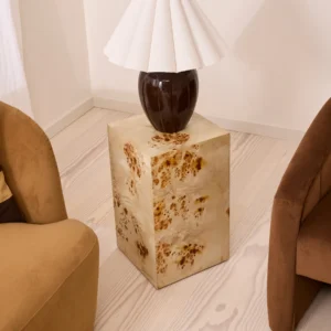 Willow Natural Burl Wood Rectangular Side Table